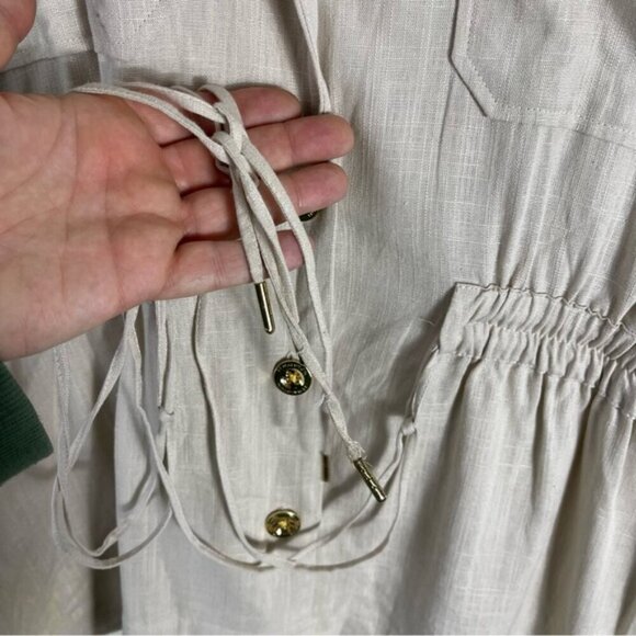 H Halston Linen Blend cap sleeve Utility Tunic Jacket in stone size XXL neutral - Picture 7 of 14